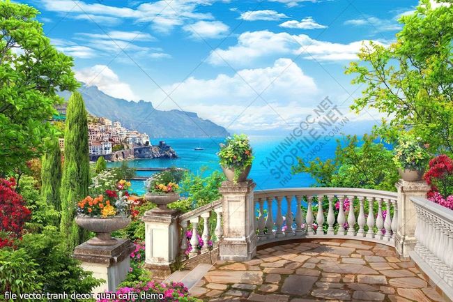 file vector tranh decor quan caffe